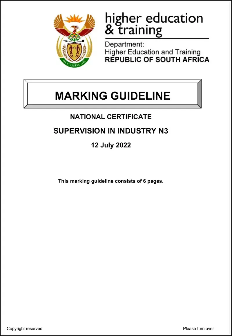 T1680 Supervision In Industry N3 Memo Aug 2022 Signed Off
