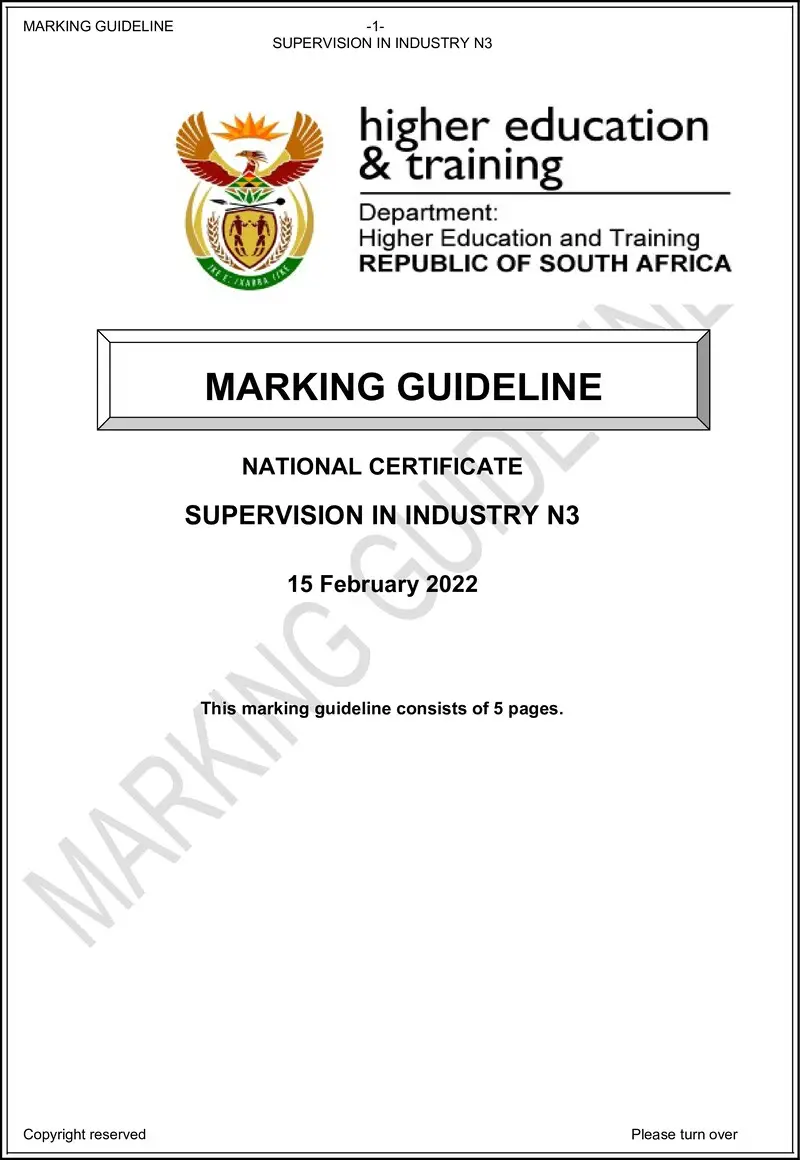 T1680 Supervision In Industry N3 Memo Feb 2022 Signed Off