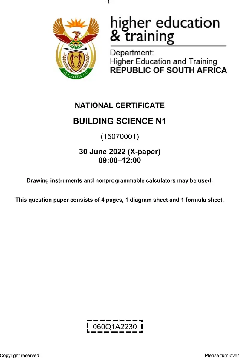 T230 Building Science N1 QP Aug 2022