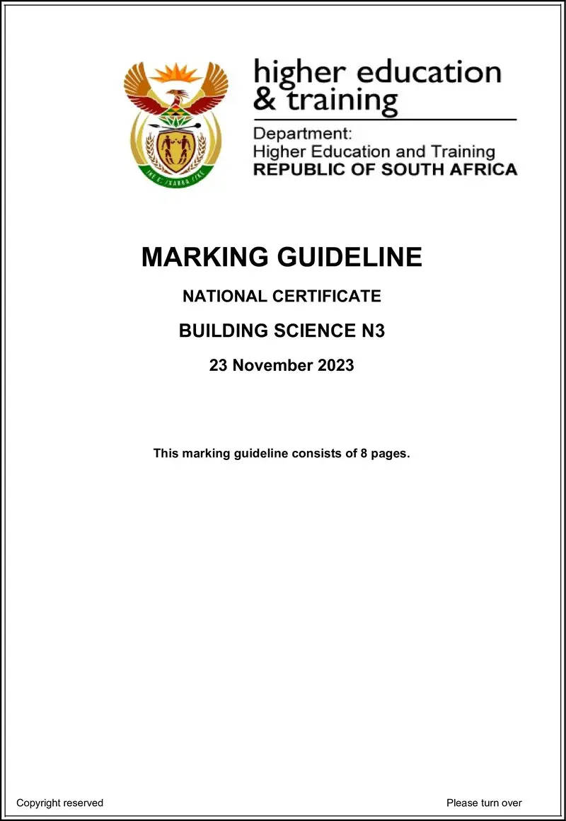 T250 Building Science N3 Nov MEMO 2023 Sign Off De Jager T preview