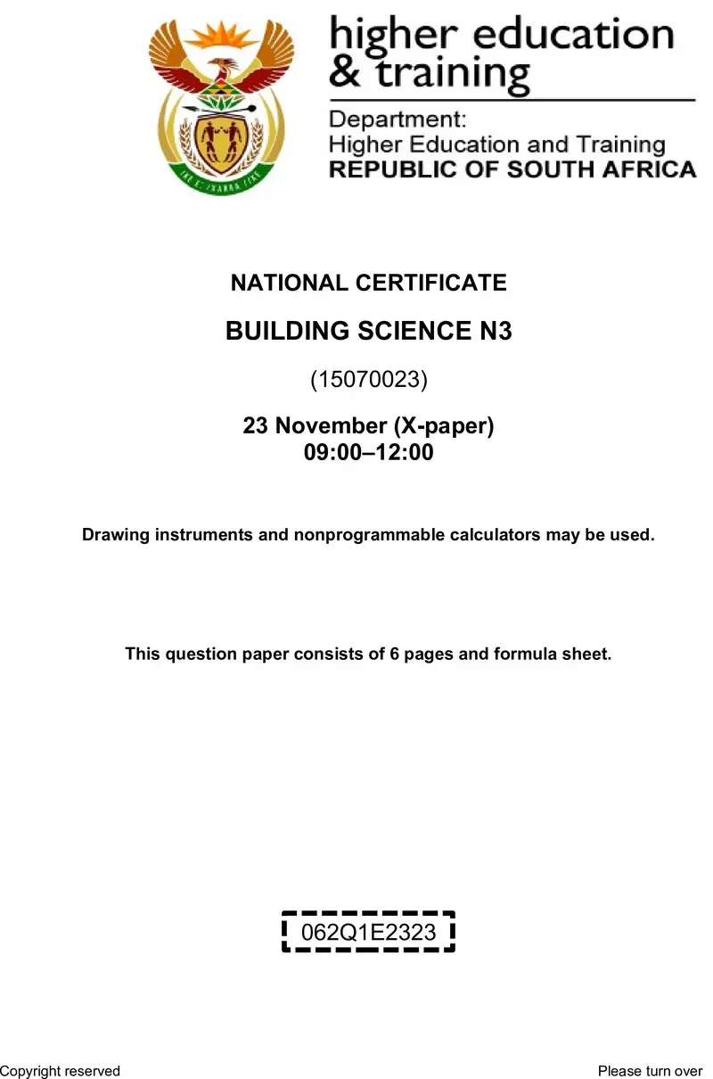 T250 Building Science N3 Nov QP 2023 Sign Off preview