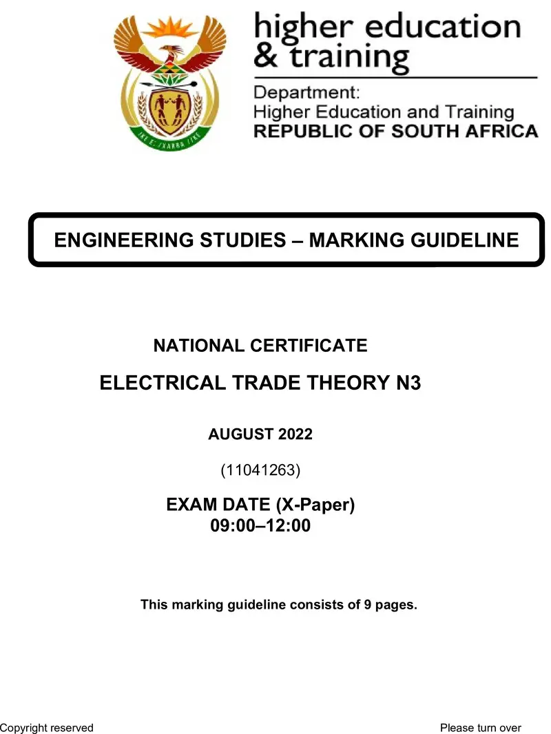 T520 Electrical Trade Theory N3 Memo Nov 2022 Signed Off