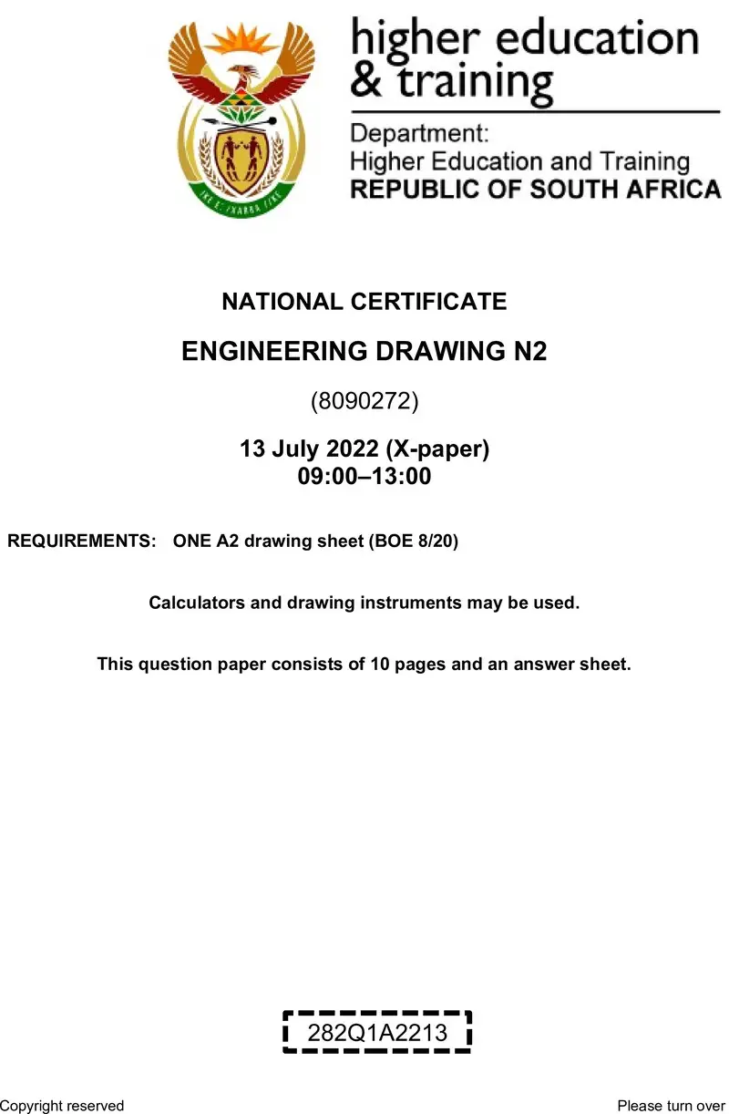 T580 Engineering Drawing N2 QP Aug 2022 preview