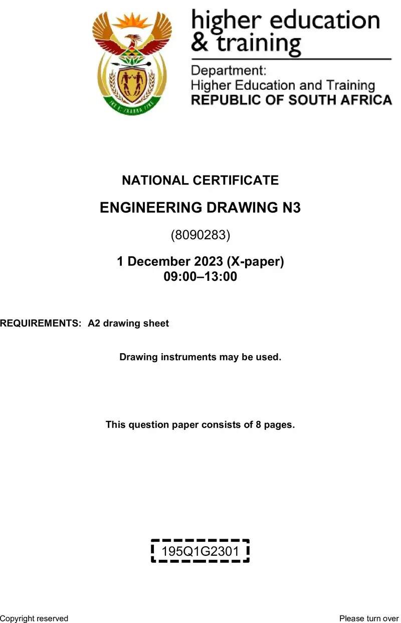 T590 Engineering Drawing N3 QP Nov 2023 Sign Off De Jager T preview