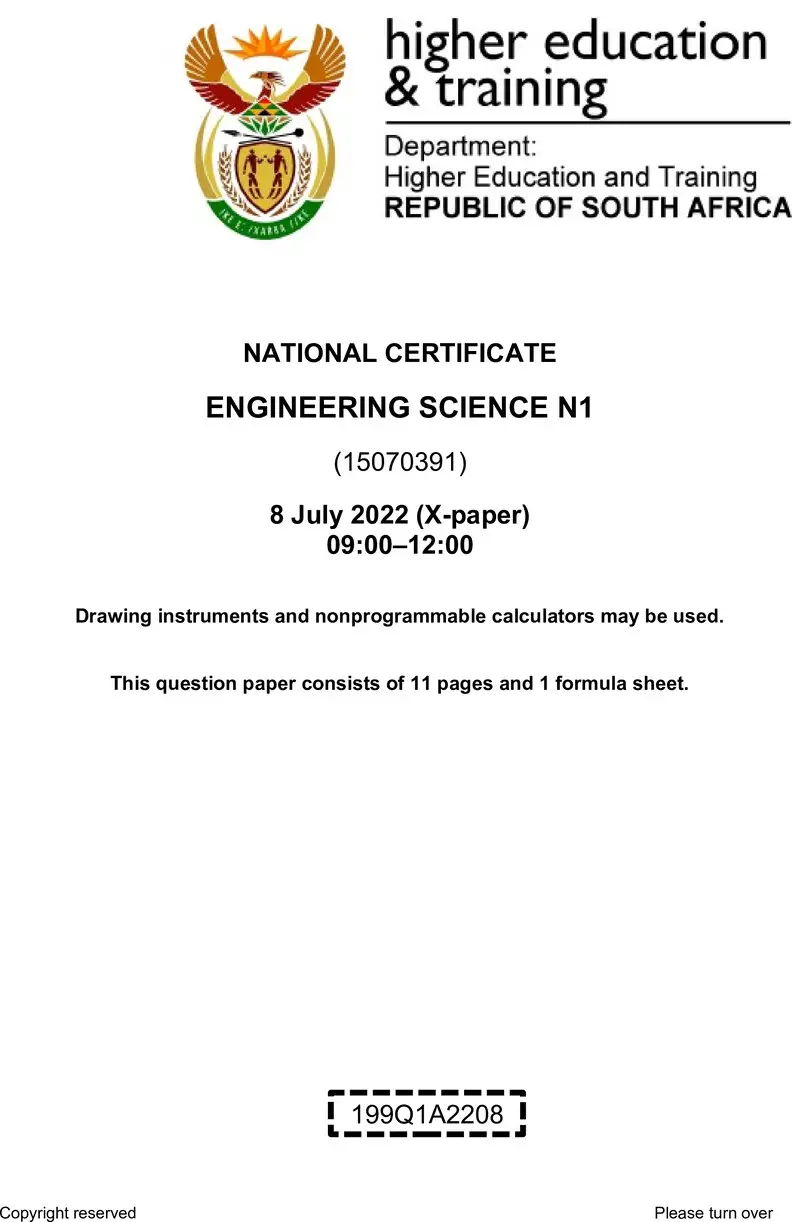 T620 Engineering Science N1 Aug QP 2022 preview