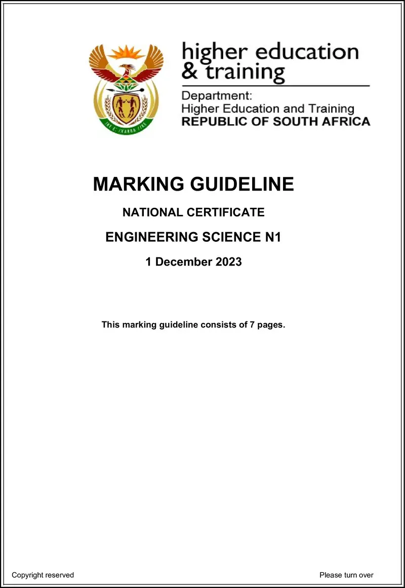 T620 Engineering Science N1 MEMO Nov 2023 Thys preview