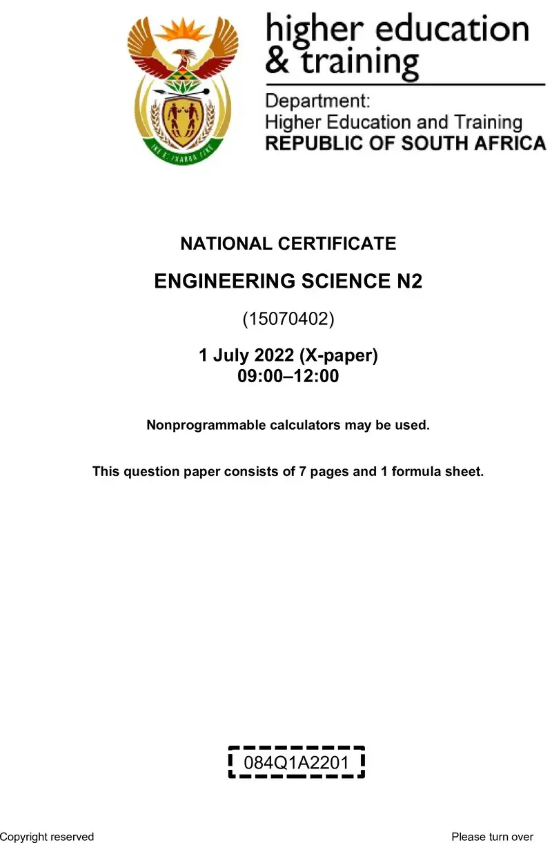 T630 Engineering Science N2 Aug 22 QP Sign Off