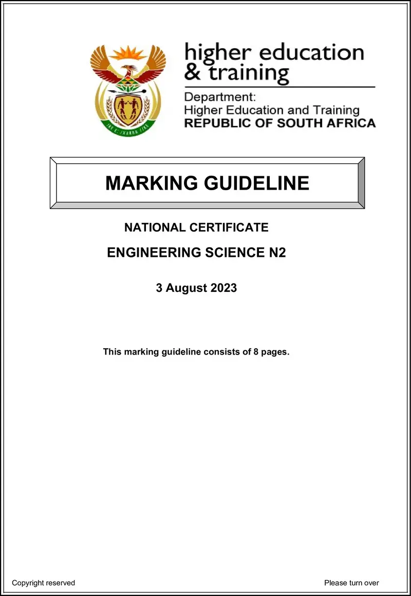 T630 Engineering Science N2 Aug 2023 MG Sign Off preview