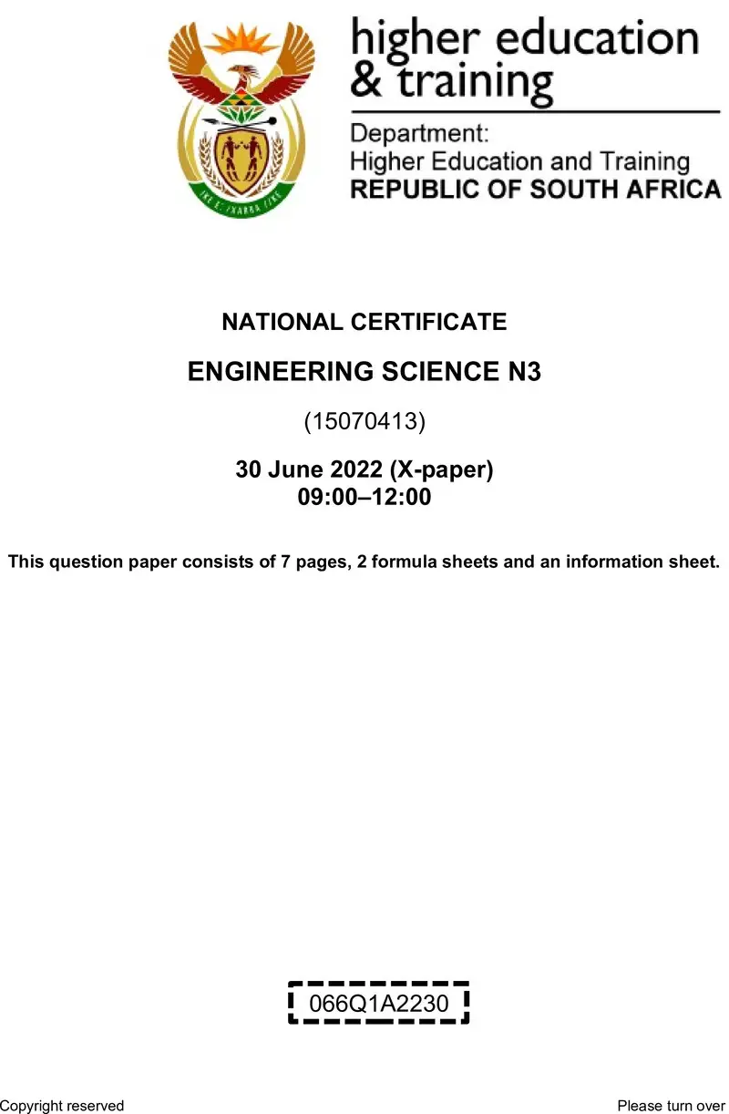 T640 Engineering Science N3 QP Aug 2022 Sign Off preview