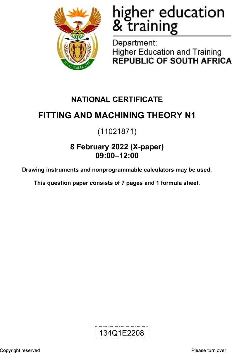 T690 Fitting And Machining Theory N1 QP April 2022 preview