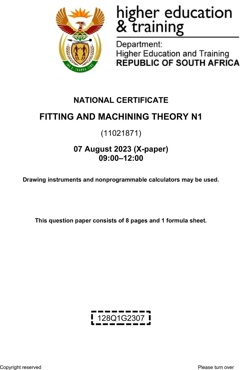 T690 Fitting And Machining Theory N1 QP Aug 2023