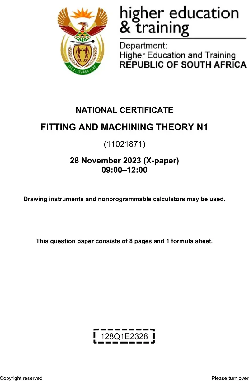 T690 Fitting And Machining Theory N1 QP Nov 2023