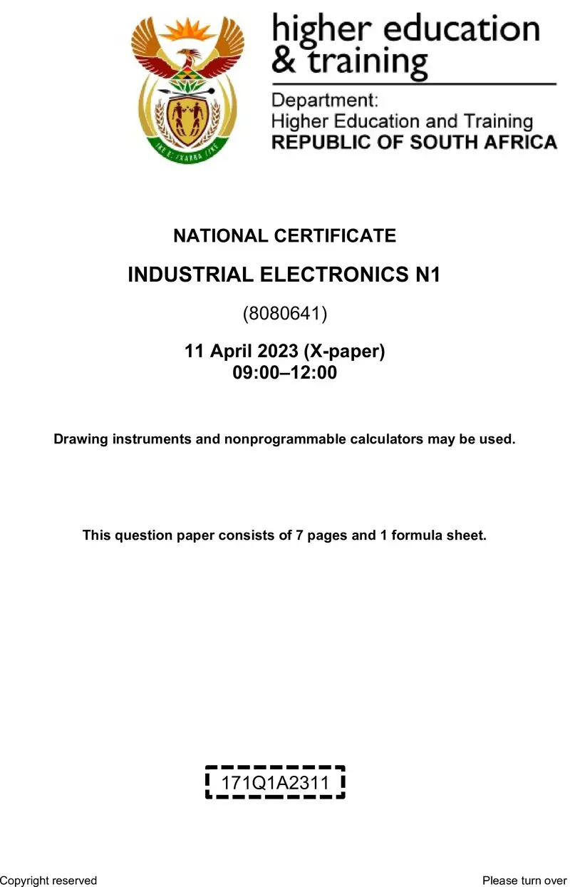 T750 Industrial Electronics N1 QP April 2023 Van Zyl S preview