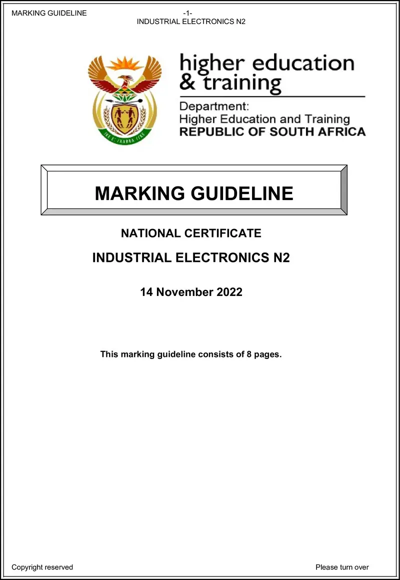 T760 Industrial Electronics N2 MEMO Nov 2022 Sign Off preview