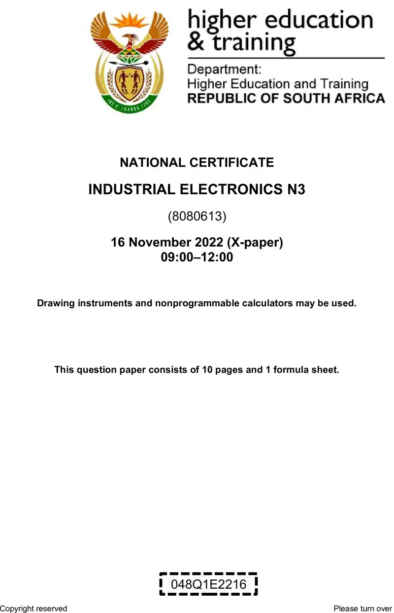 T770 Industrial Electronics N3 QP Nov 2022 Sign Off
