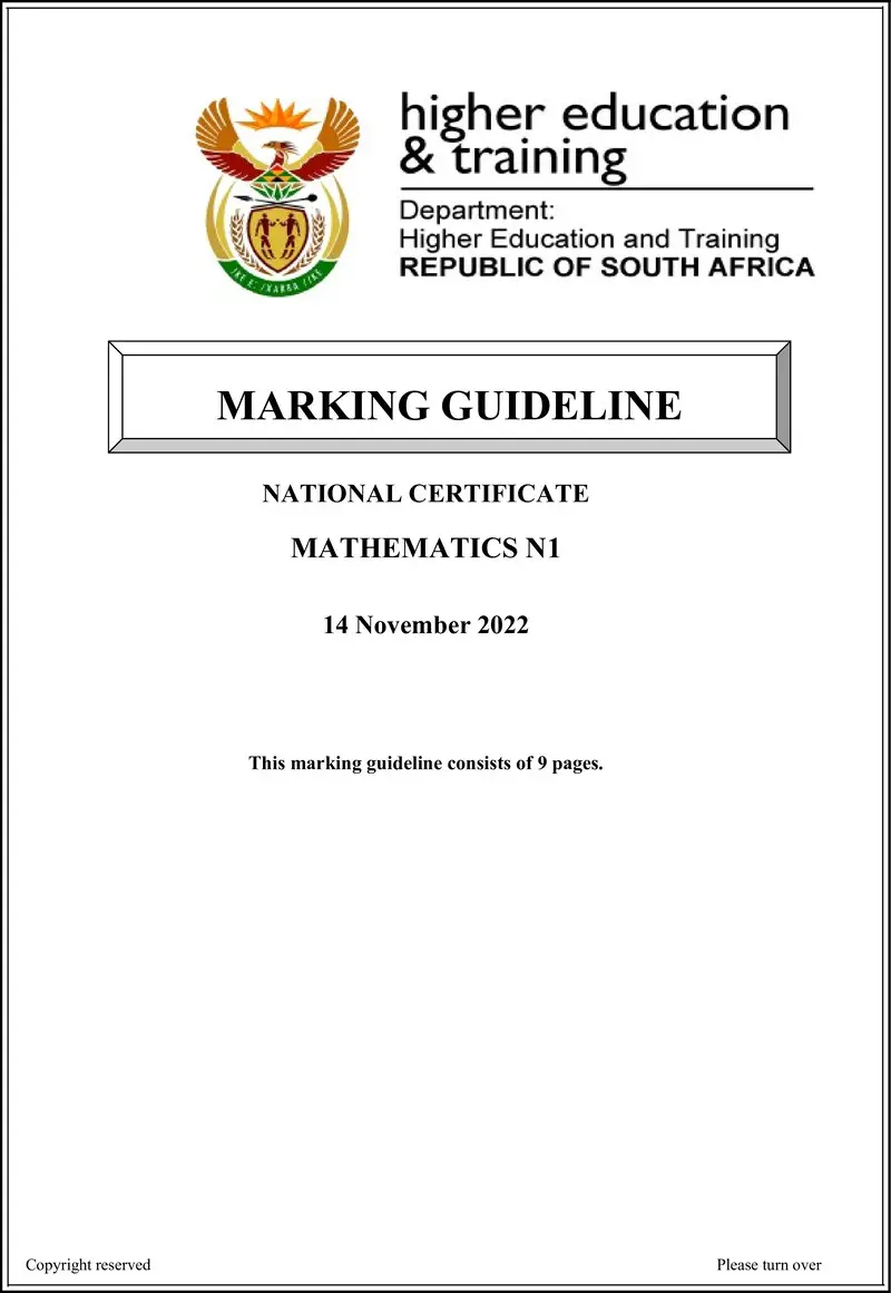 T990 Mathematics N1 Memo Nov 2022 Edited