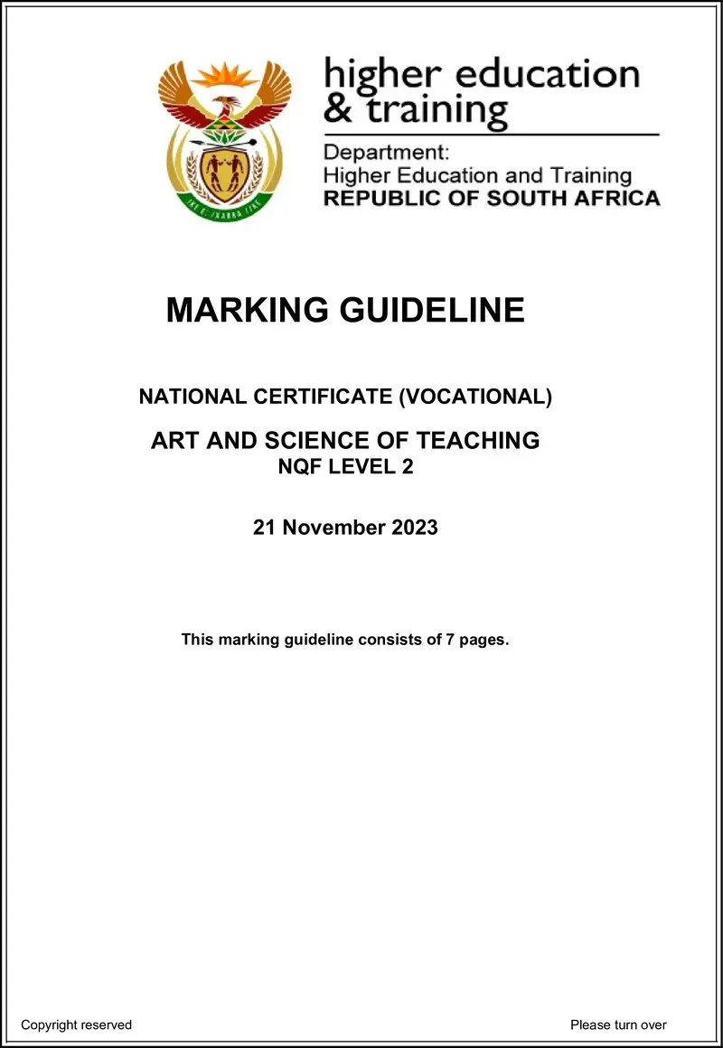 Nc290 Art And Science Of Teaching L2 Memo Nov 2023