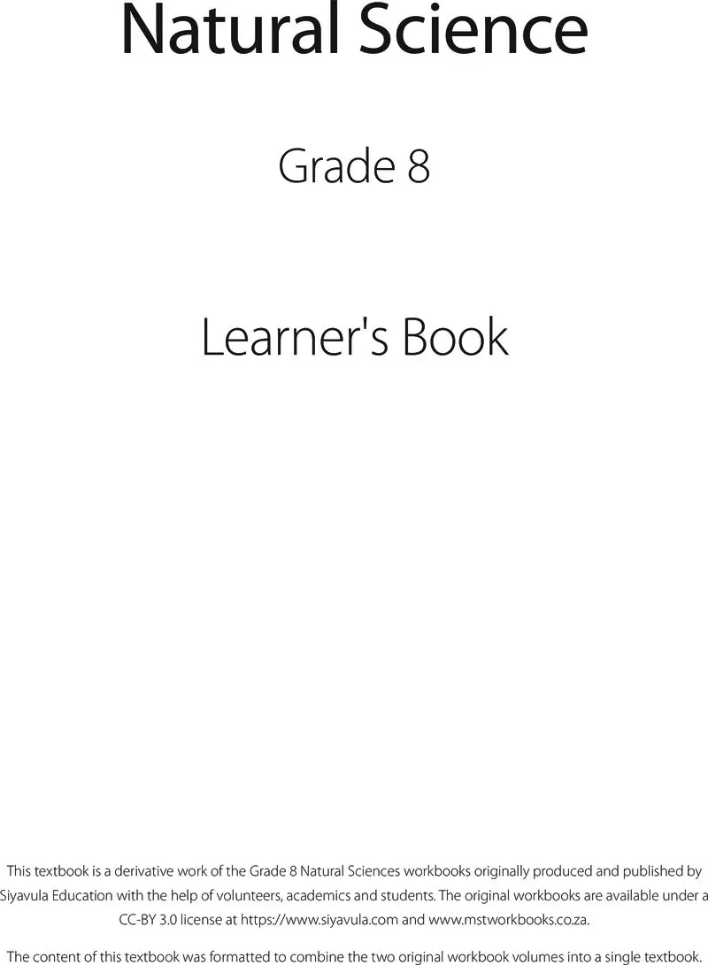 Natural Science Learner Book Grade 8
