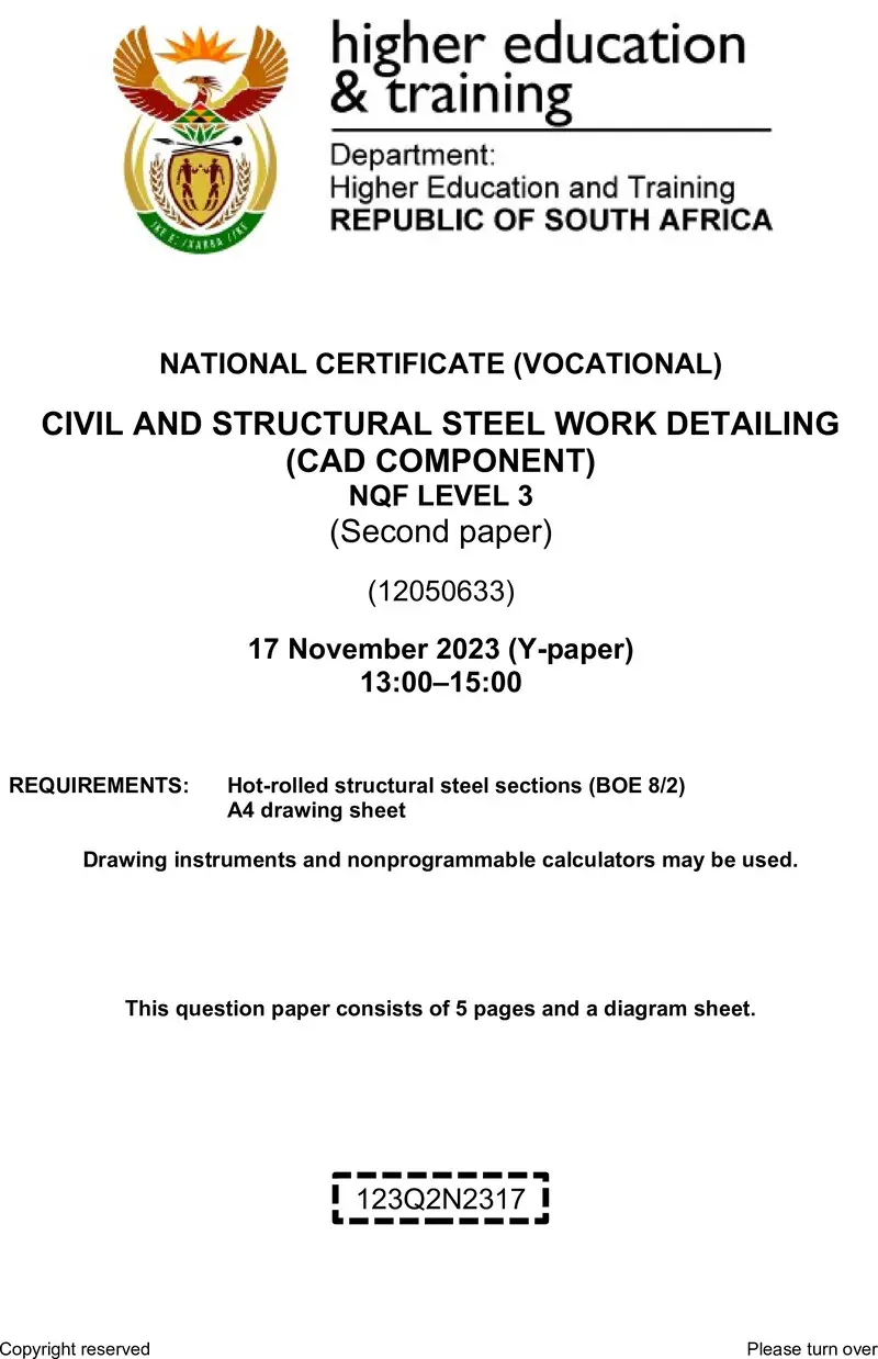 Nc430 Civil And Structural Steelwork Detailing L3 P2 QP Nov 2023