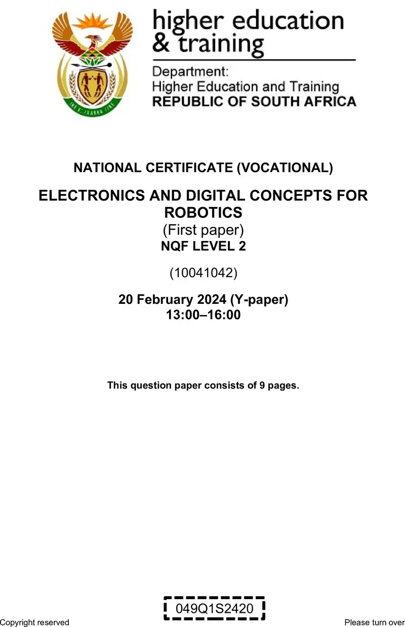 Nc Electronics And Digital Concepts For Robotics L2 P1 QP Supp 2024