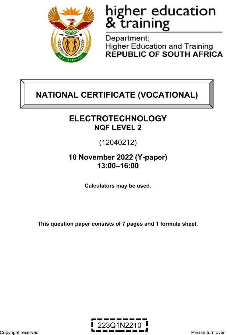 Nc1000 Electrotechnology L2 QP Nov 2022