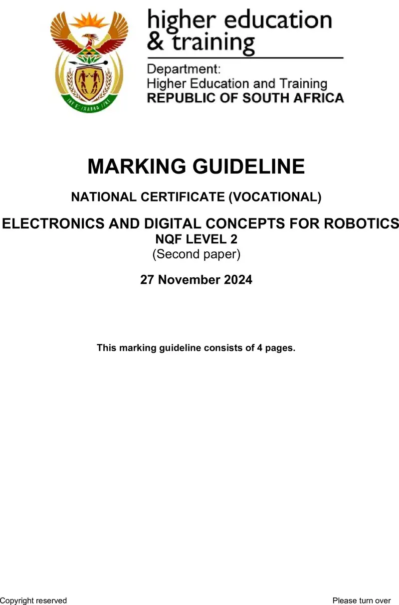 Electronics And Digital Concepts For Robotics L2 P2 MEMO Nov 2024 preview