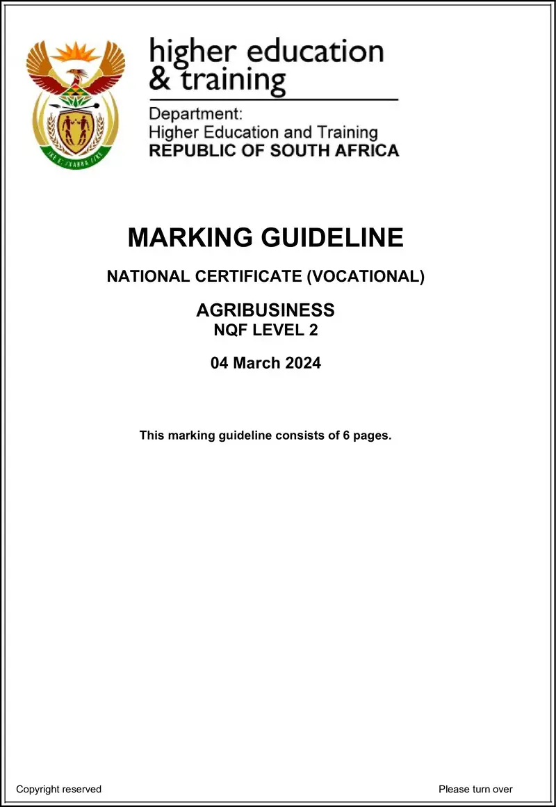 Agribusiness L2 MEMO Supp 2024 preview