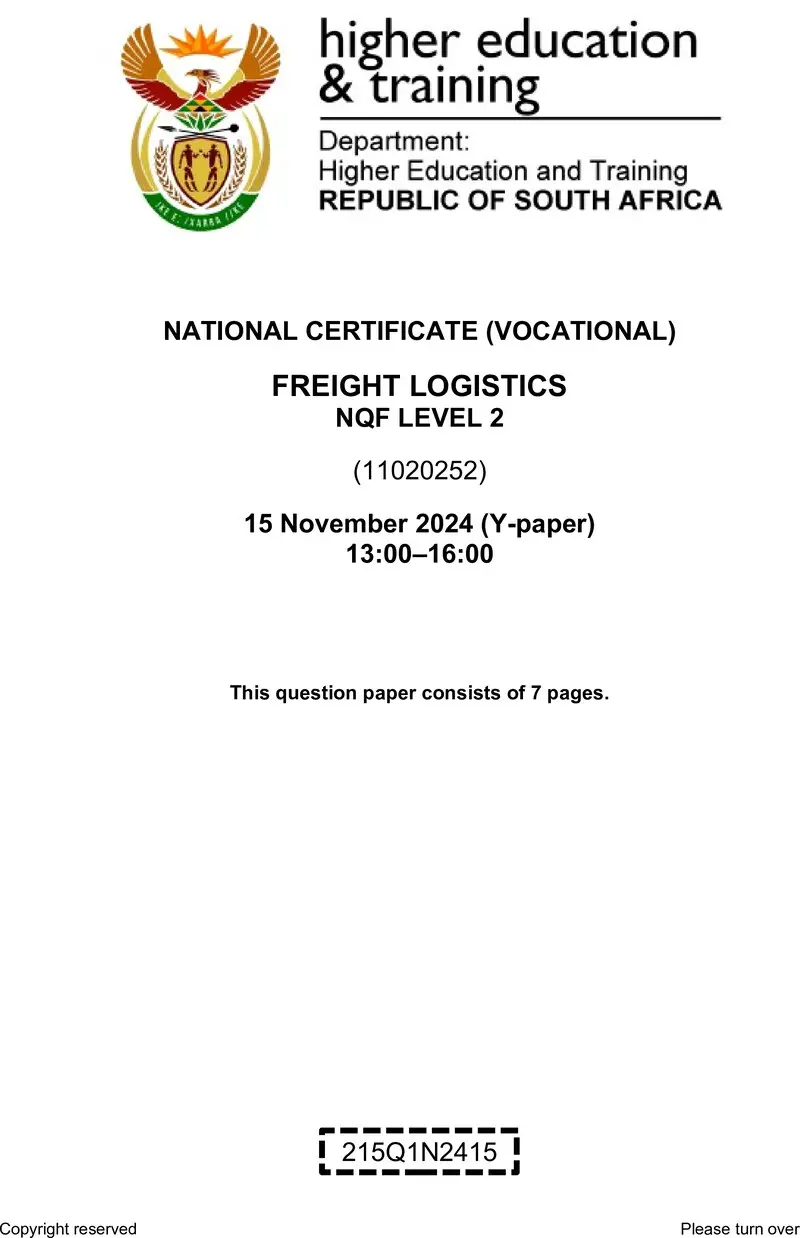 Freight Logistics L2 QP Nov 2024 preview