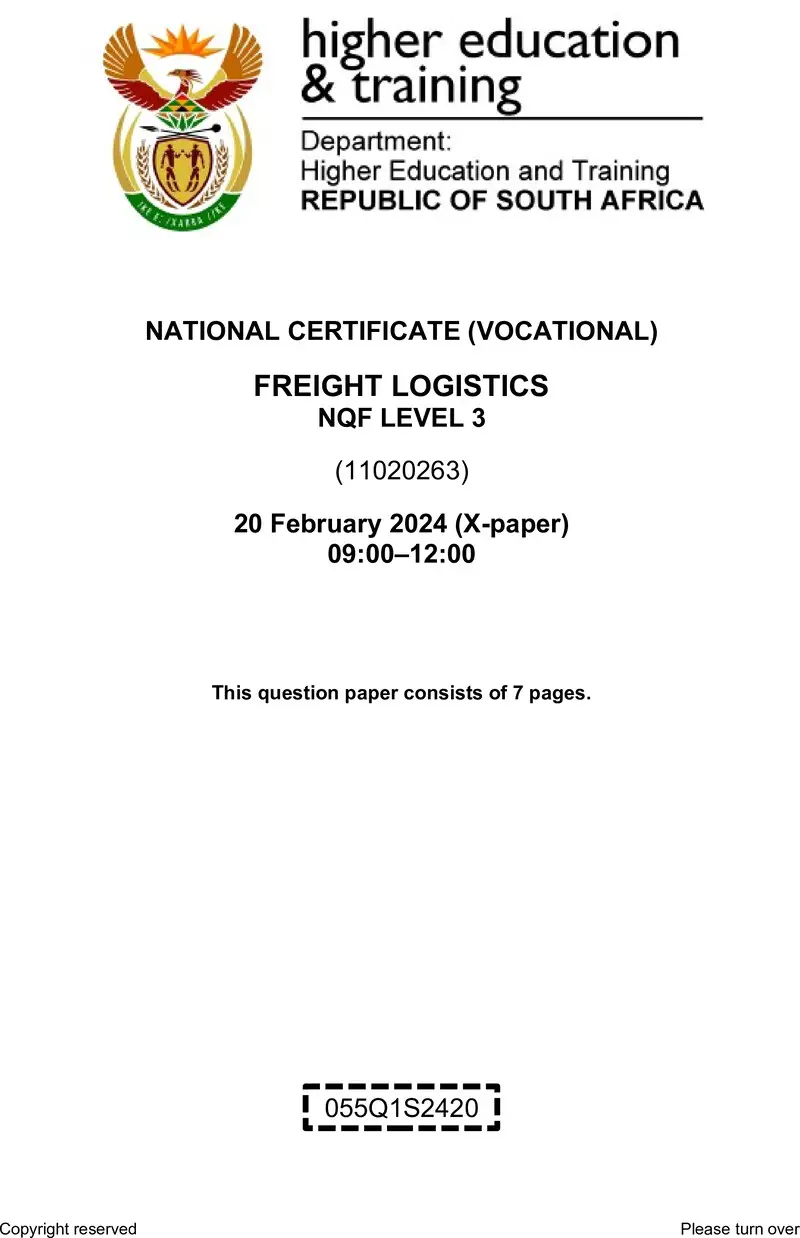Nc1350 Freight Logistics L3 QP Supp 2024