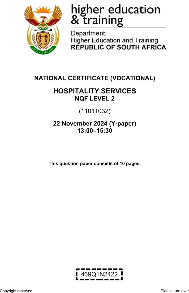 Hospitality Services L2 QP Nov 2024 preview