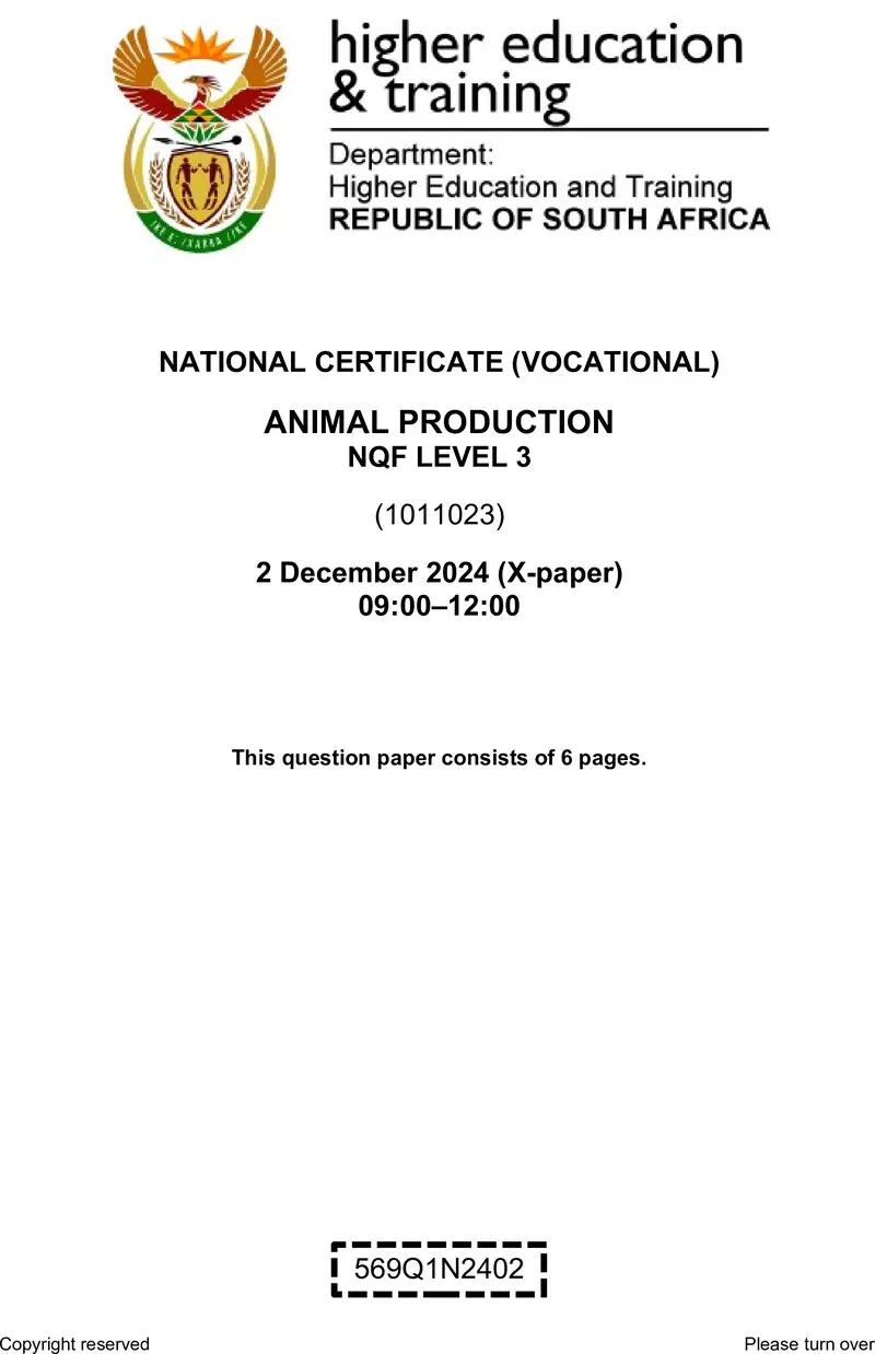 Nc150 Animal Production L3 QP Nov 2024