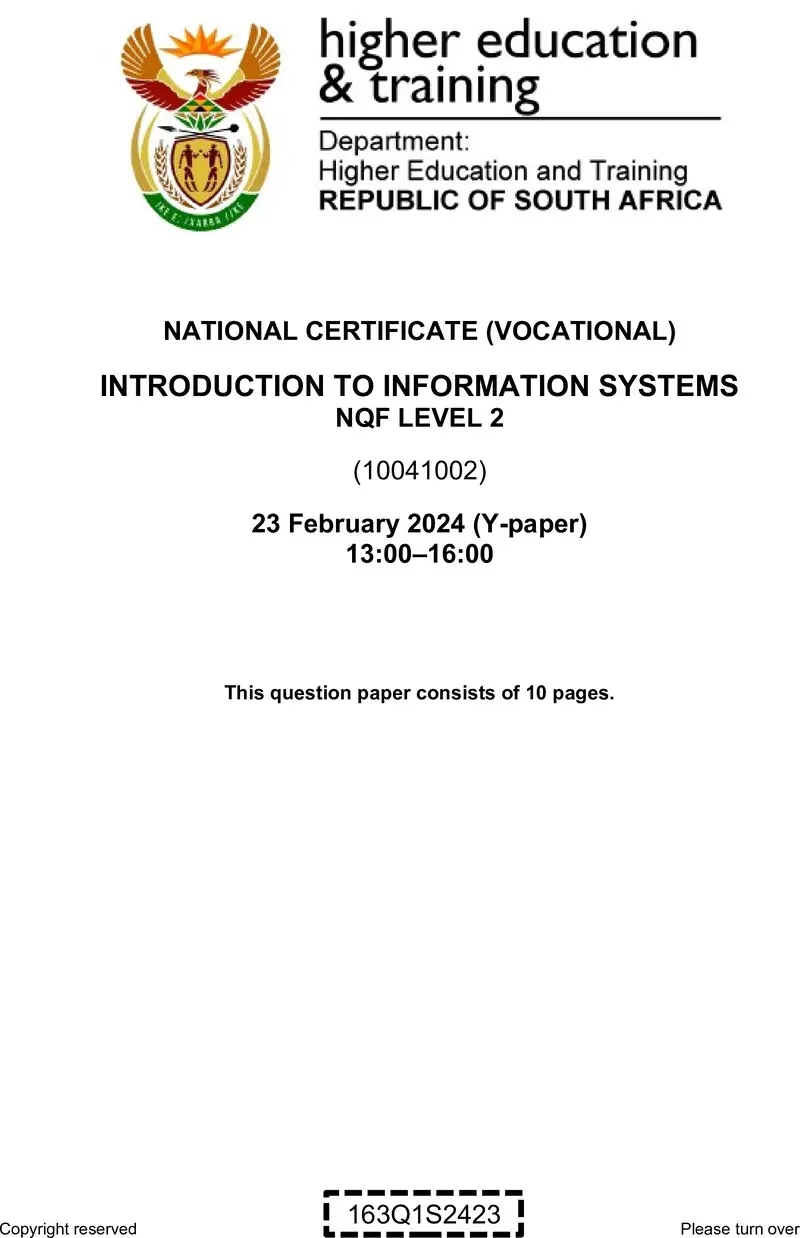 Introduction To Information Systems L2 QP Supp 2024 preview