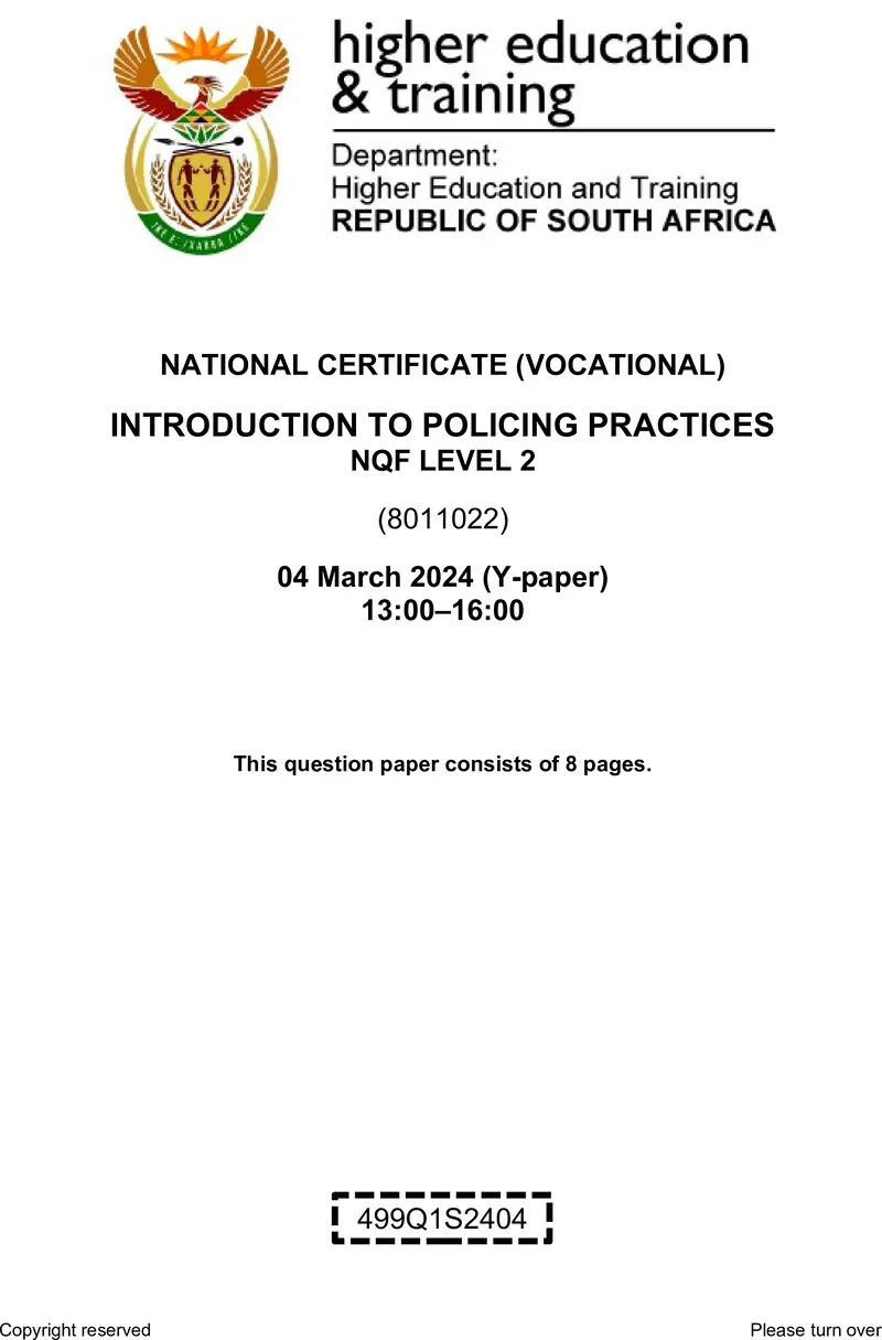 Nc1580 Introduction To Policing Practices L2 QP Supp 2024