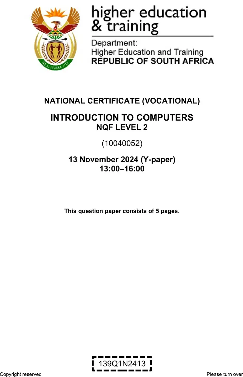 Nc1590 Introduction To Computer L2 Nov QP 2024