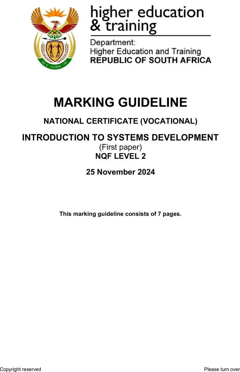 Introduction To Systems Development L2 P1 MEMO Nov 2024 preview