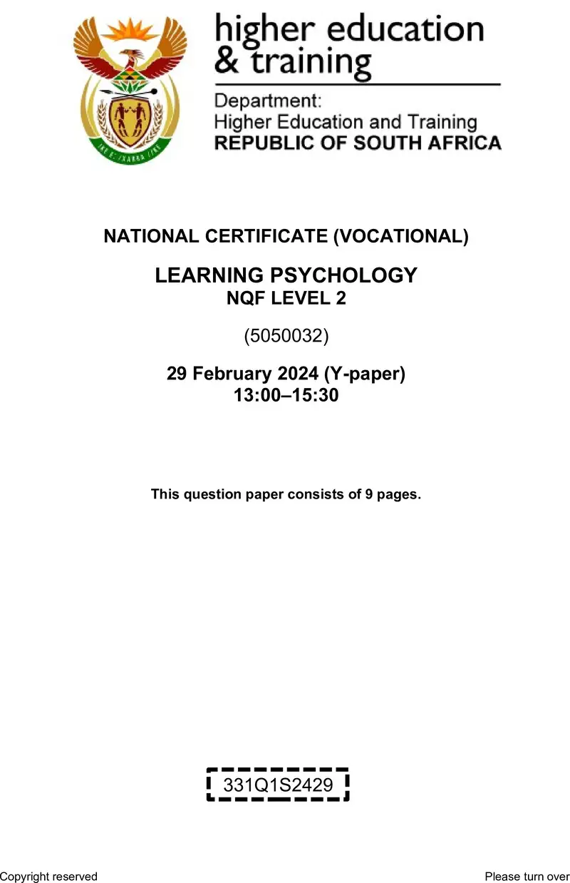 Learning Psychology L2 QP Supp 2024 preview