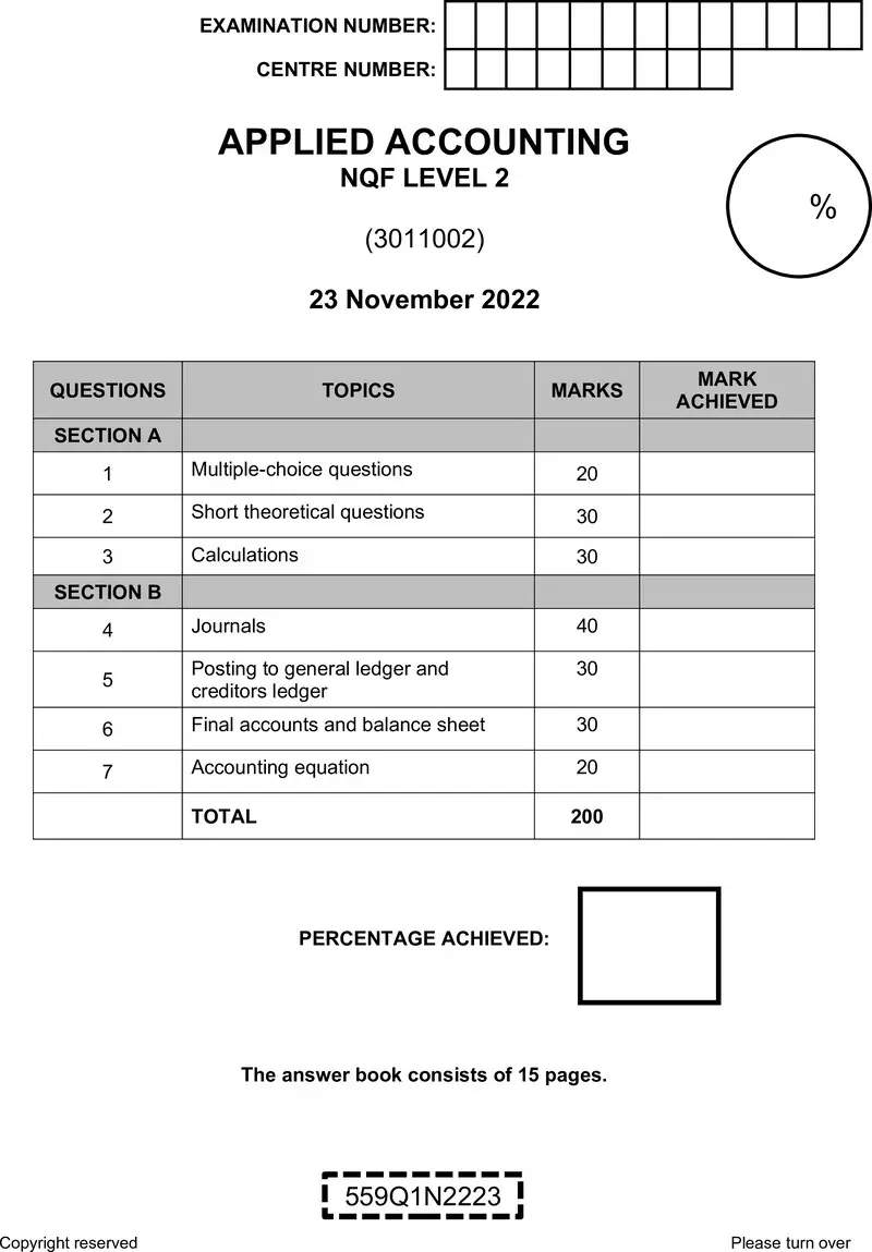Nc170 Applied Accounting L2 Answer Book Nov 2022