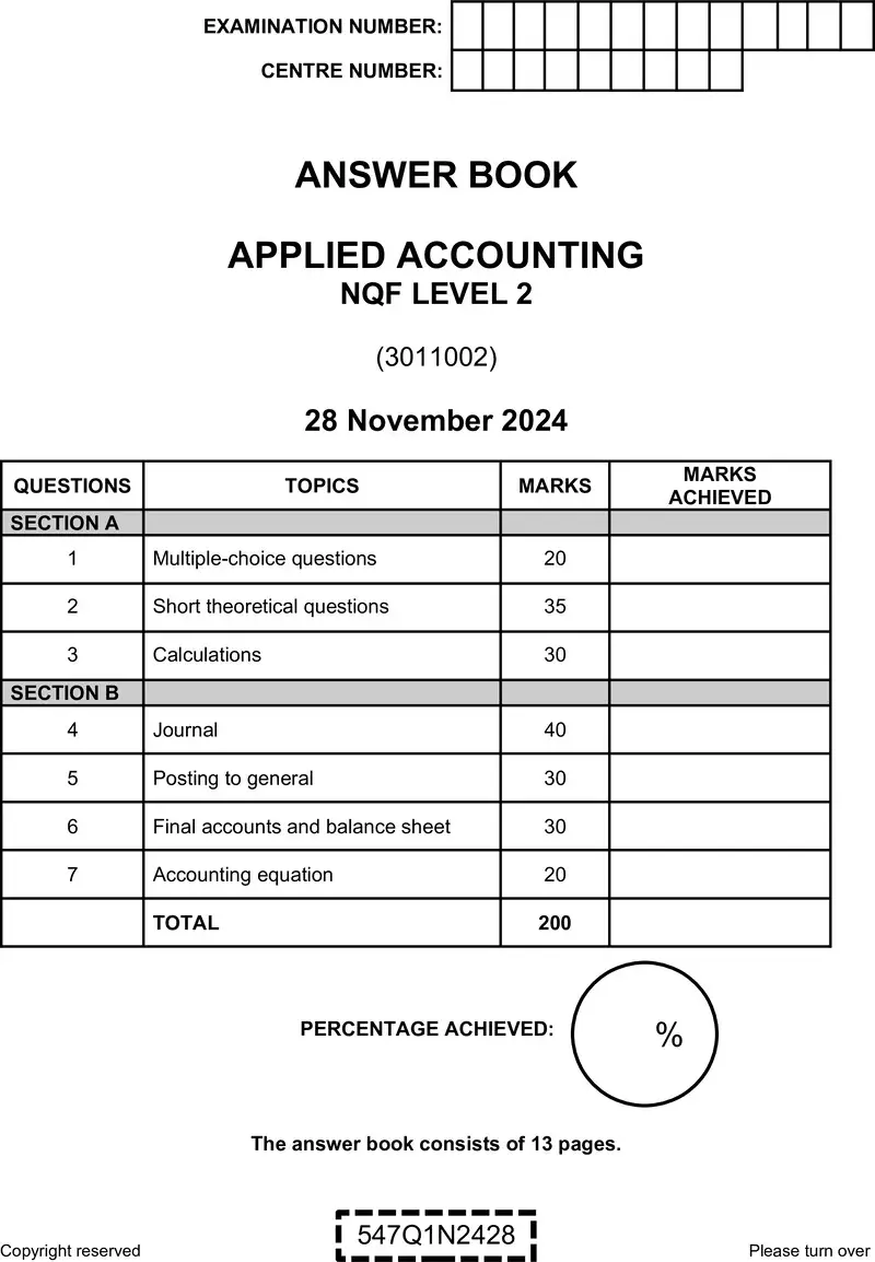 Nc170 Applied Accounting L2 Answer Book Nov 2024