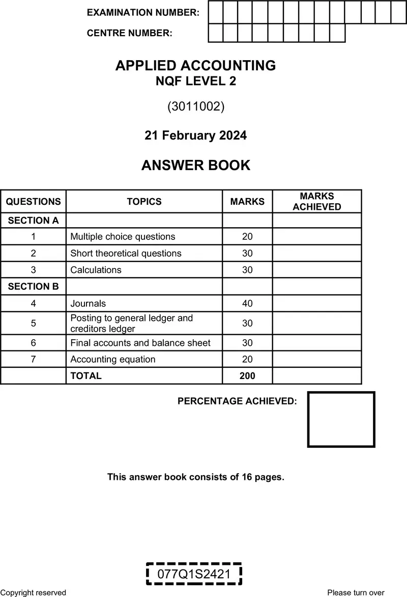 Nc170 Applied Accounting L2 Answer Book Supp 2024