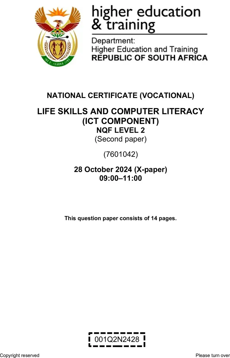 Life Skills And Computer Literacy L2 P2 QP Nov 2024 preview
