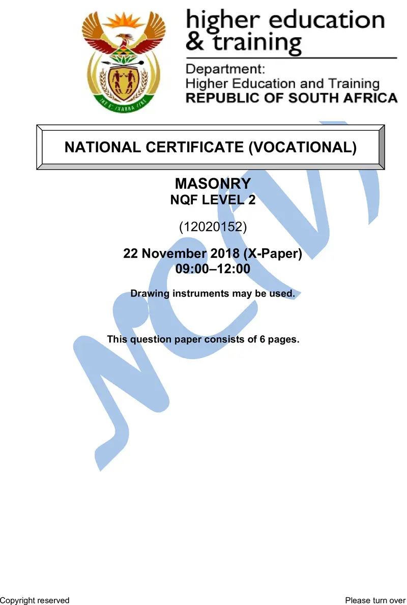 Nc1880 Masonry L2 Nov QP 2018