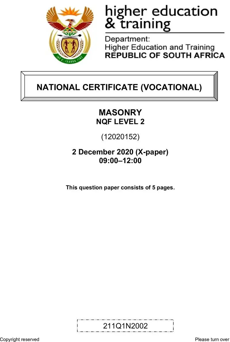 Nc1880 Masonry L2 QP Nov 2020