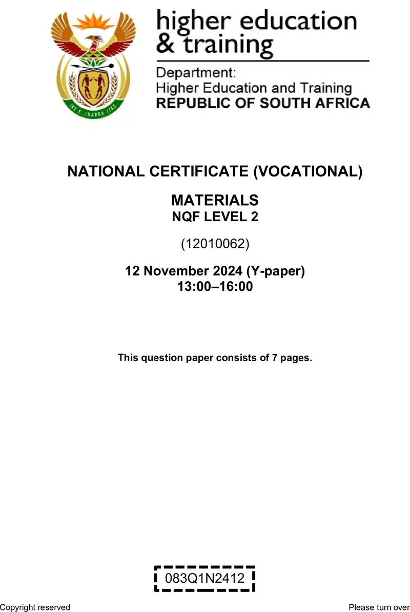 Nc1920 Materials L2 QP Nov 2024 Final