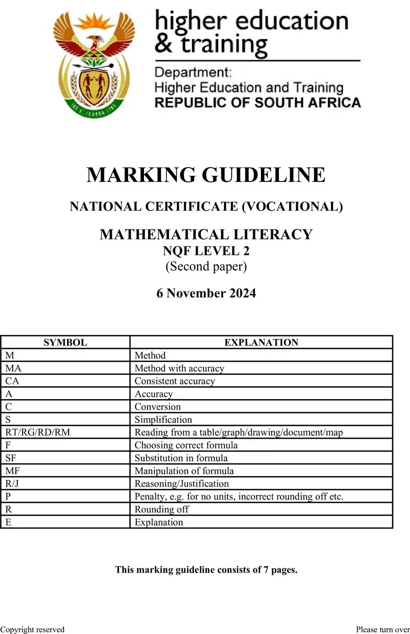 Nc1960 Mathematical Literacy L2 P2 Memo Nov 2024