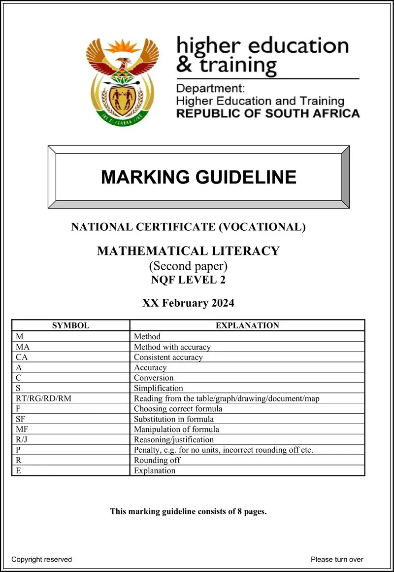 Nc1960 Mathematical Literacy L2 P2 Memo Supp 2024