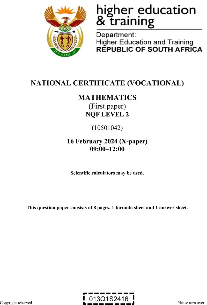 Nc2010 Mathematics L2 P1 QP Supp 2024