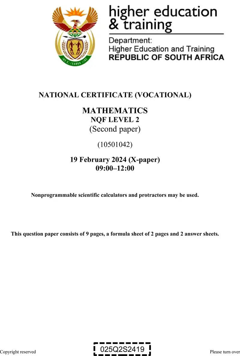 Nc2020 Mathematics L2 P2 QP Supp 2024