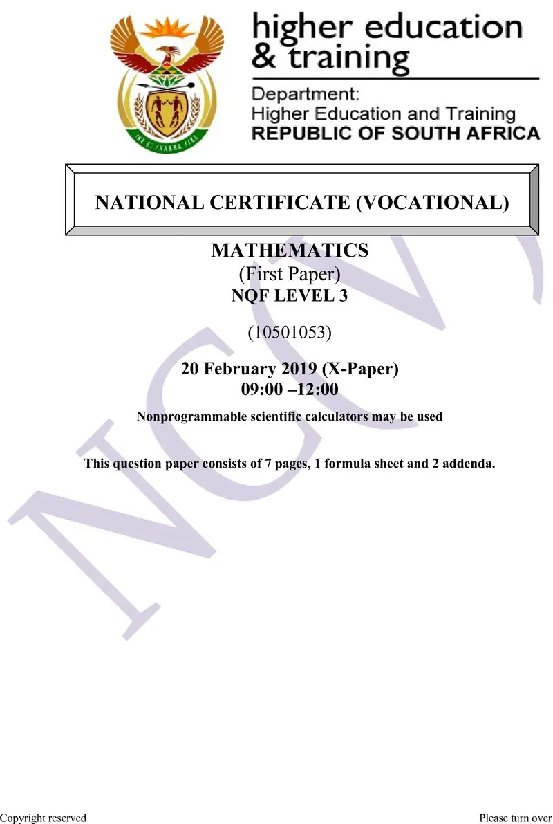 Mathematics L3 P1 QP Nov 2018 Now Feb 2019 preview