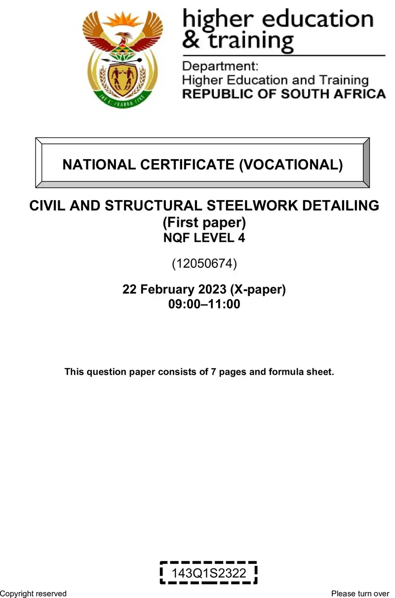 Civil And Structural Steelwork Detailing L4 P1 Supp QP Feb 2023 preview