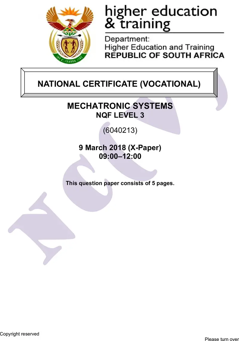 Nc2110 Mechatronic Systems L3 QP Supp 2018